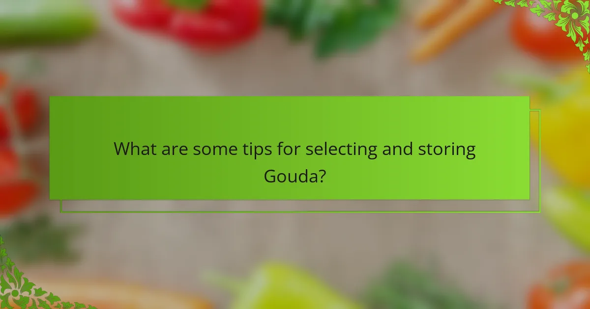 What are some tips for selecting and storing Gouda?